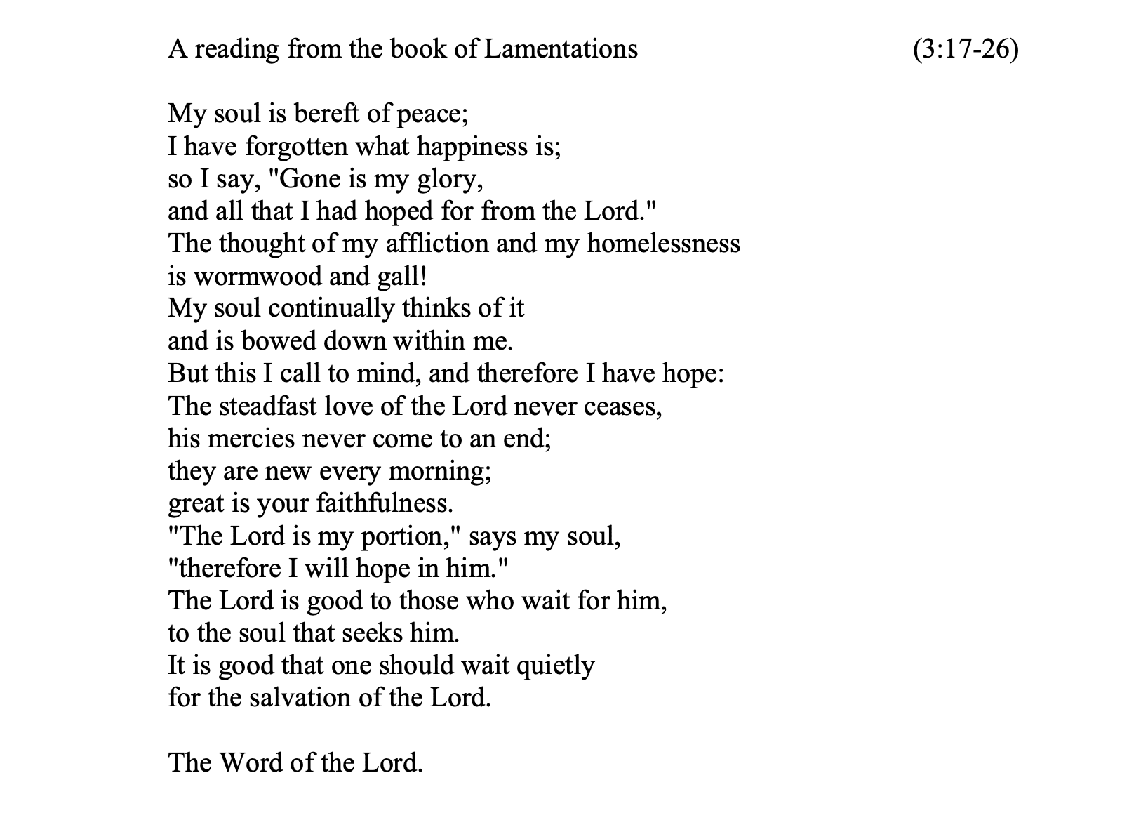 Lamentations 3:12-26