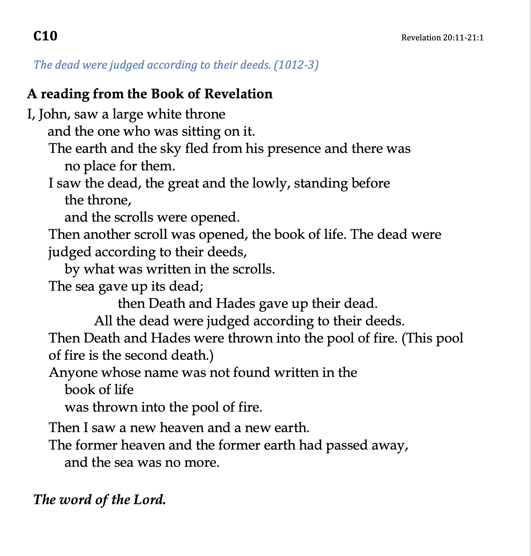 C10 - Revelation 20:11 - 21:1
