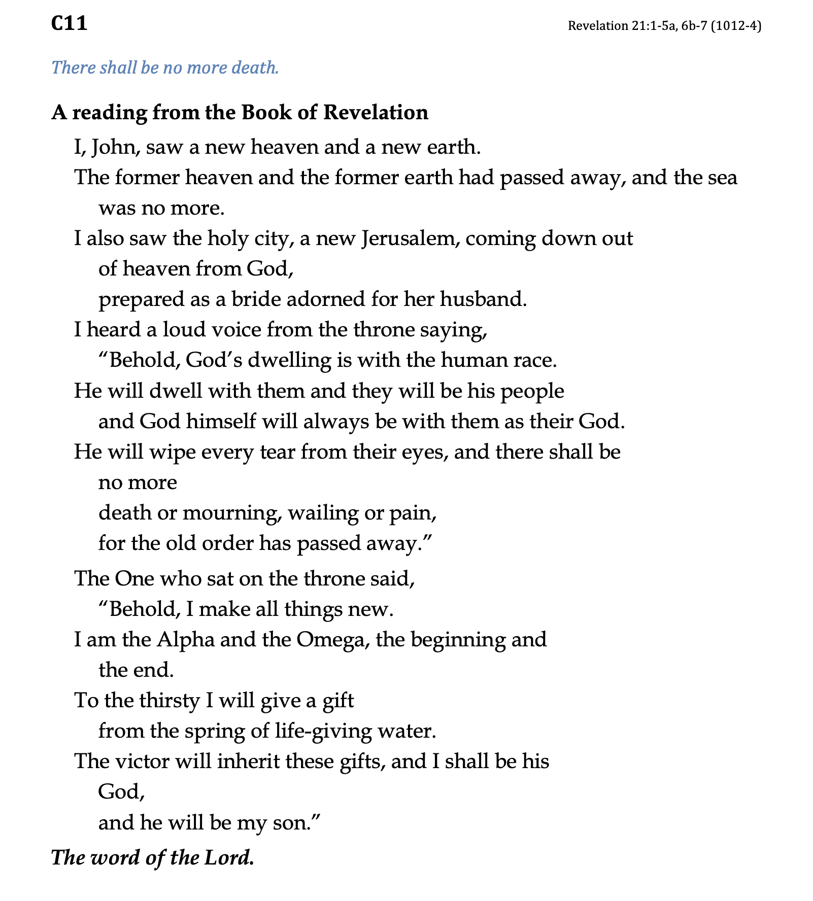 C11 - Revelation 21:1-5a, 6b-7