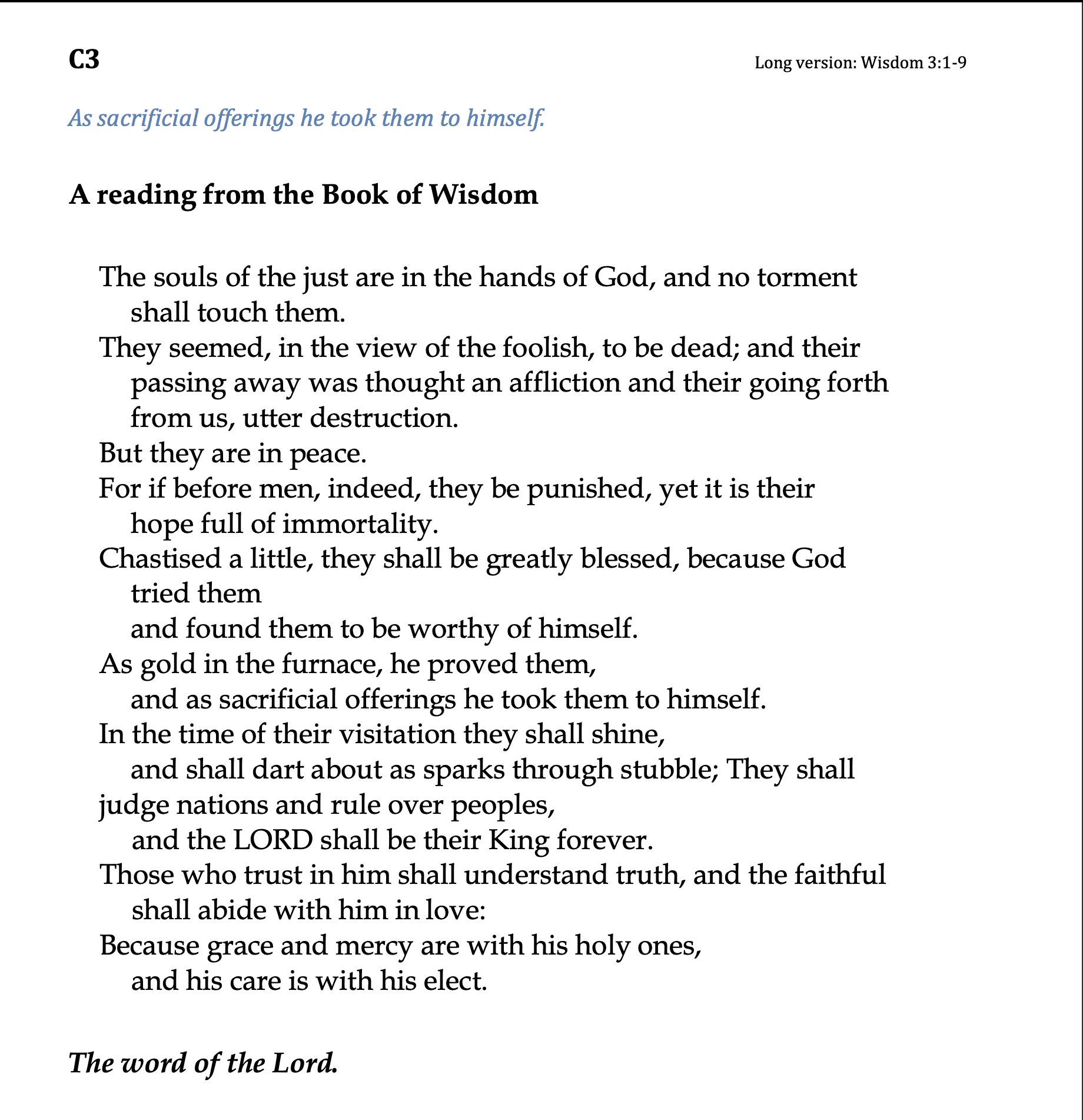 C3 Long Version - Wisdom 3:1-9
