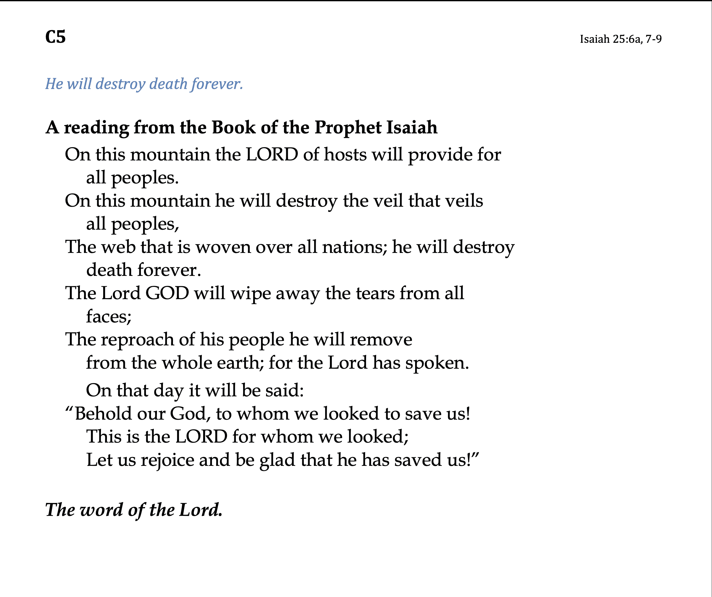 C5 - Isaiah 25:6a, 7-9