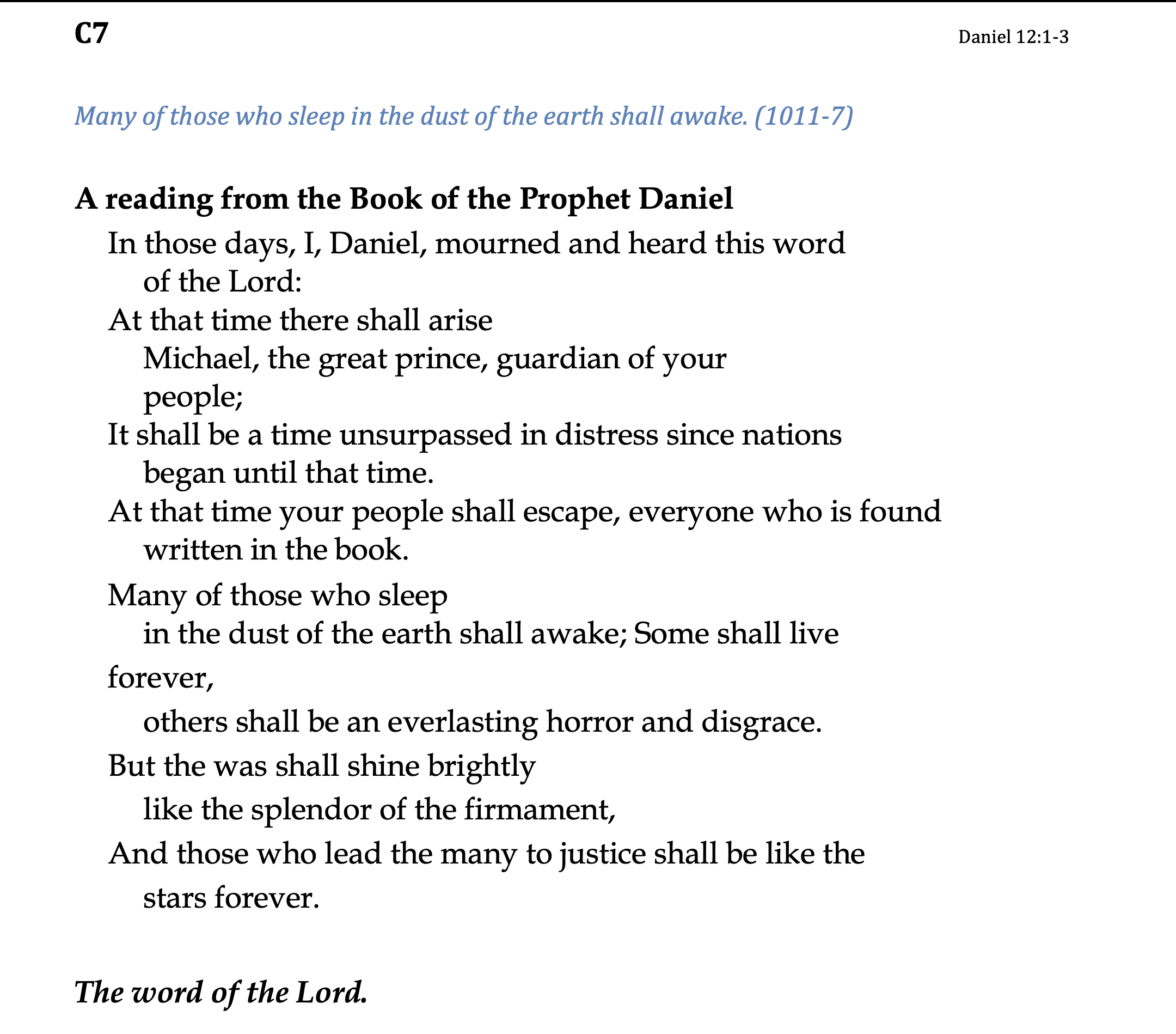 C7 - Daniel 12: 1-3