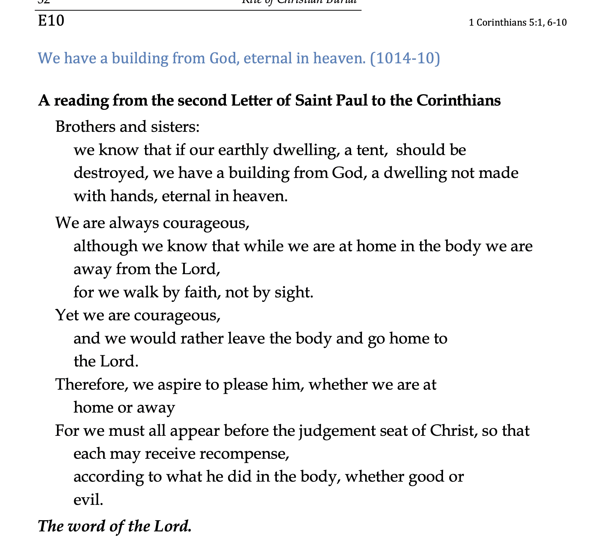 E10 - 2 Corinthians 5:1 - 6:10