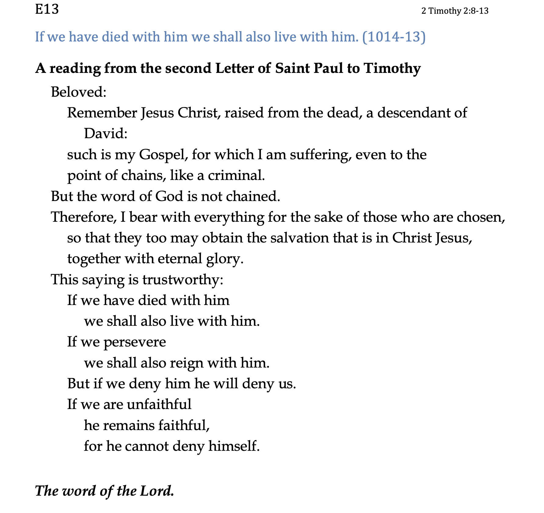 E13 - 2 Timothy 2:8-13