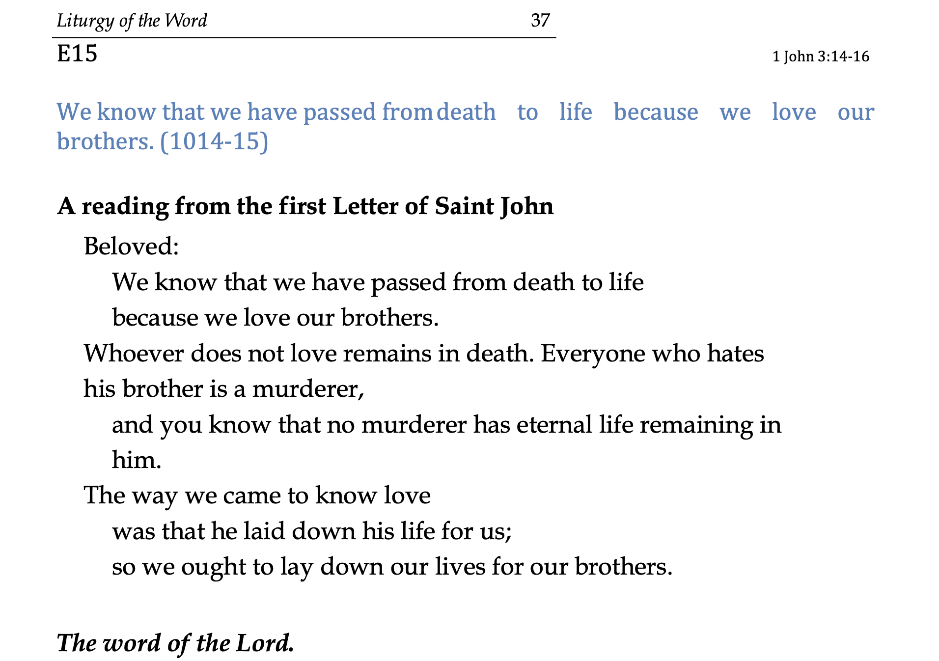 E15 - 1 John 3:14-16