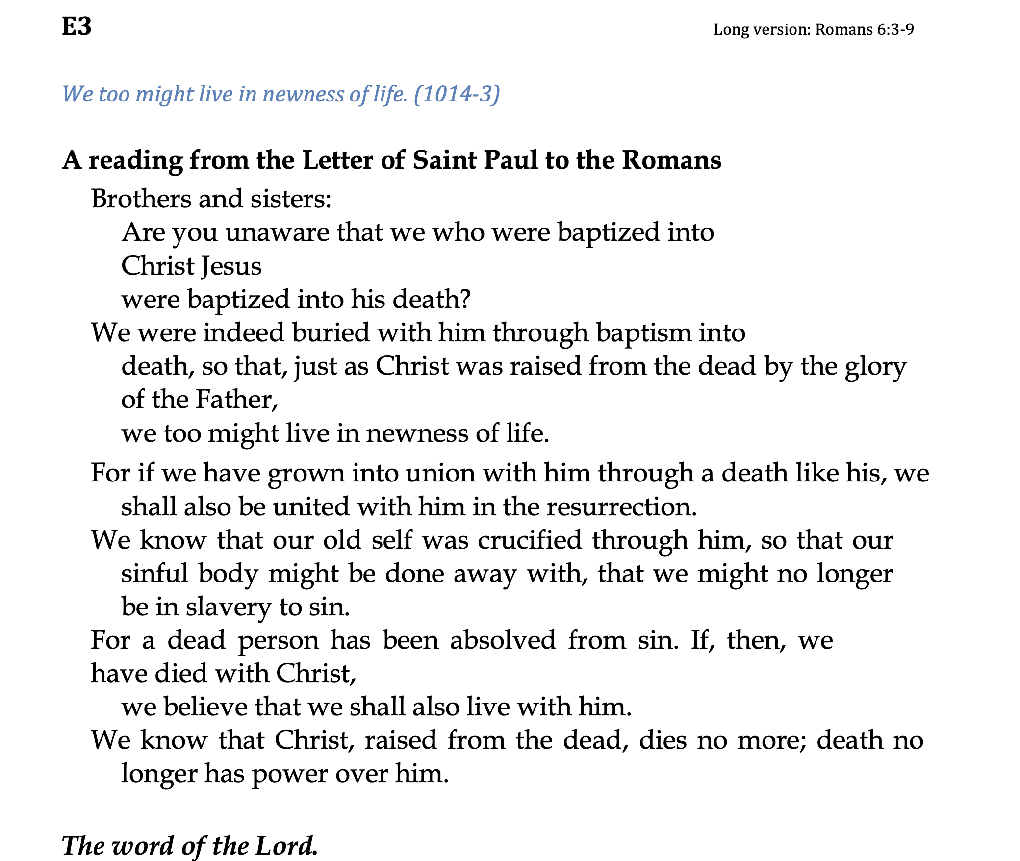 E3 - Long - Romans 6:3-9