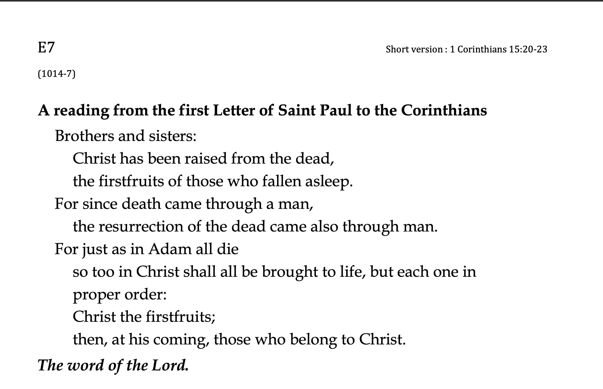 E7 - Short - 1 Corinthians 15:20-23