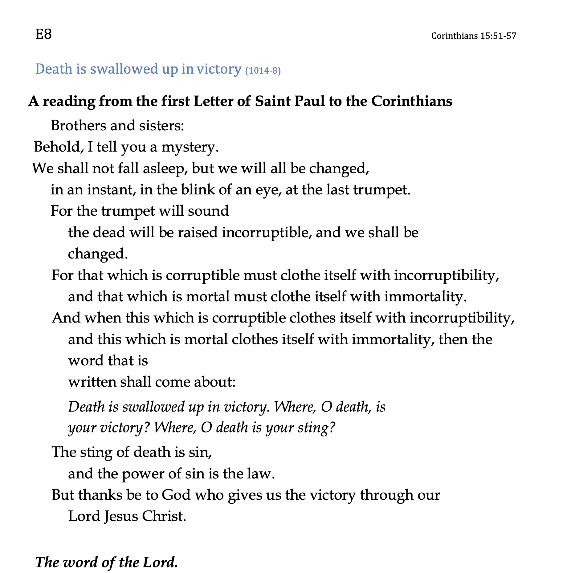 E8 - 1 Corinthians 15:51-57