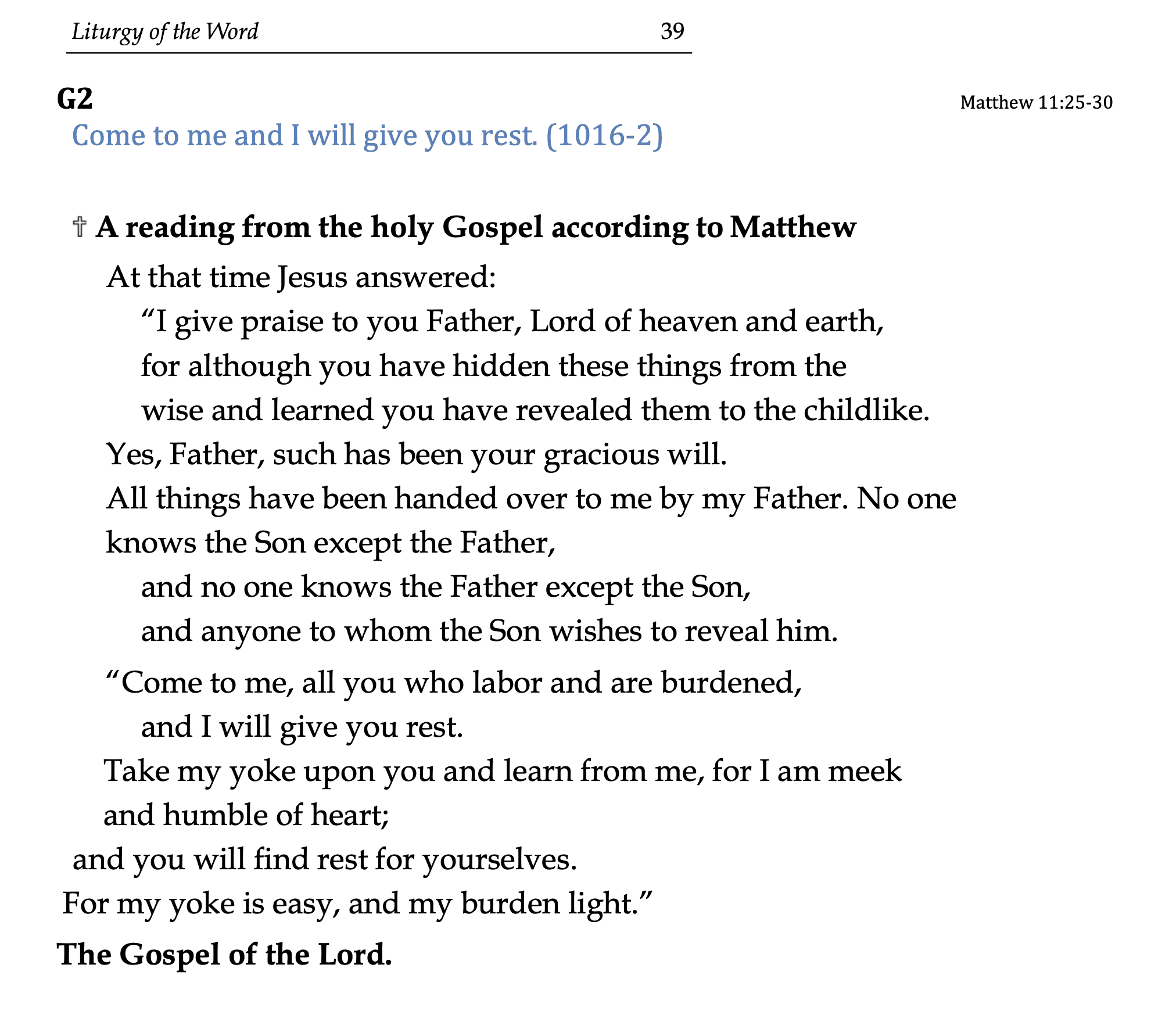 G2 - Mathew 11:25-30