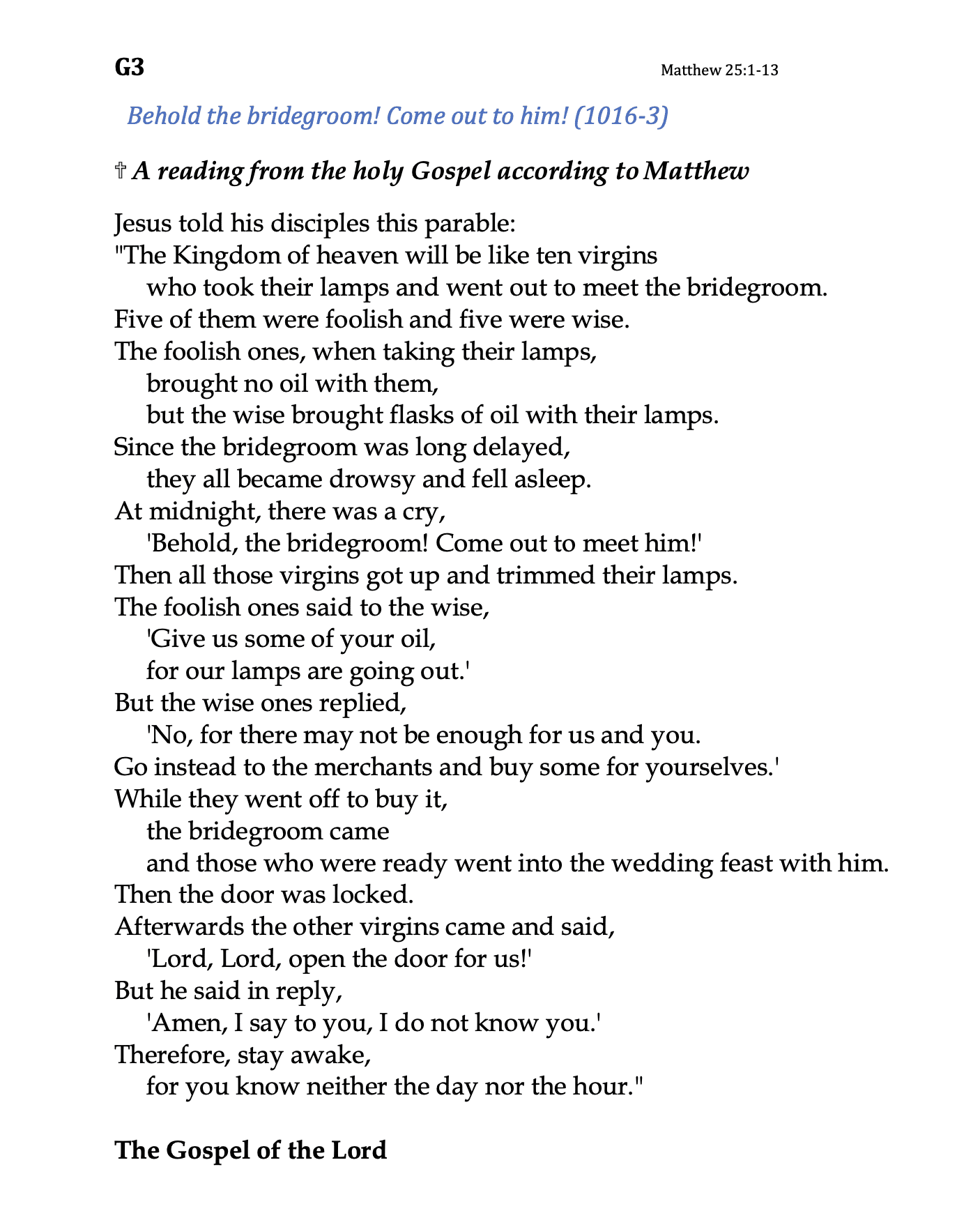 G3 - Mathew 25:1-13