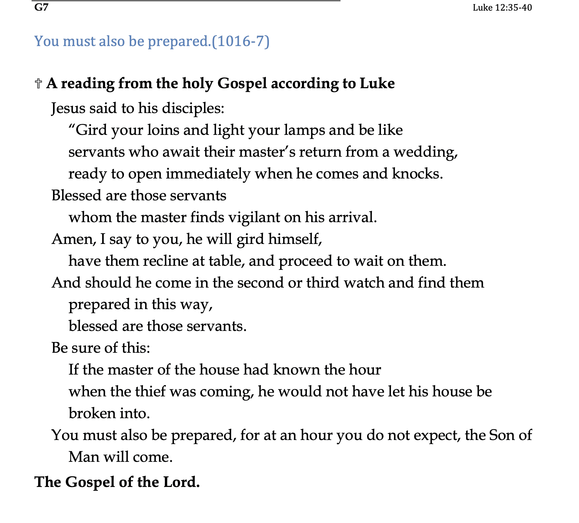 G7 - Luke 12:35-40