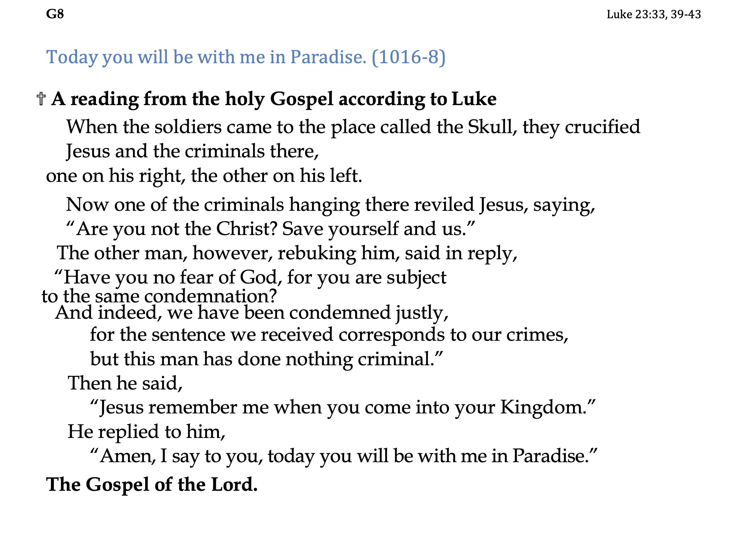 G8 - Luke 23:33, 39-43