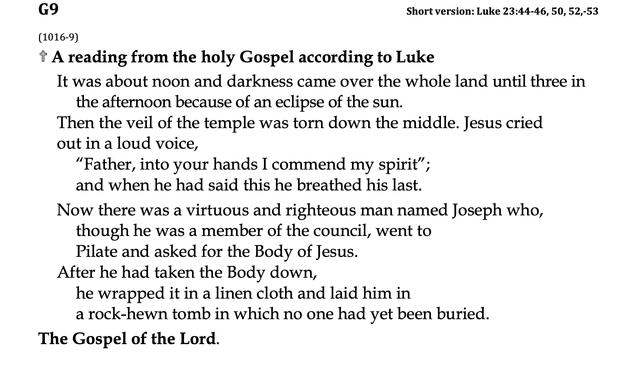 G9 - Short - Luke 23:44-46, 50, 52-53