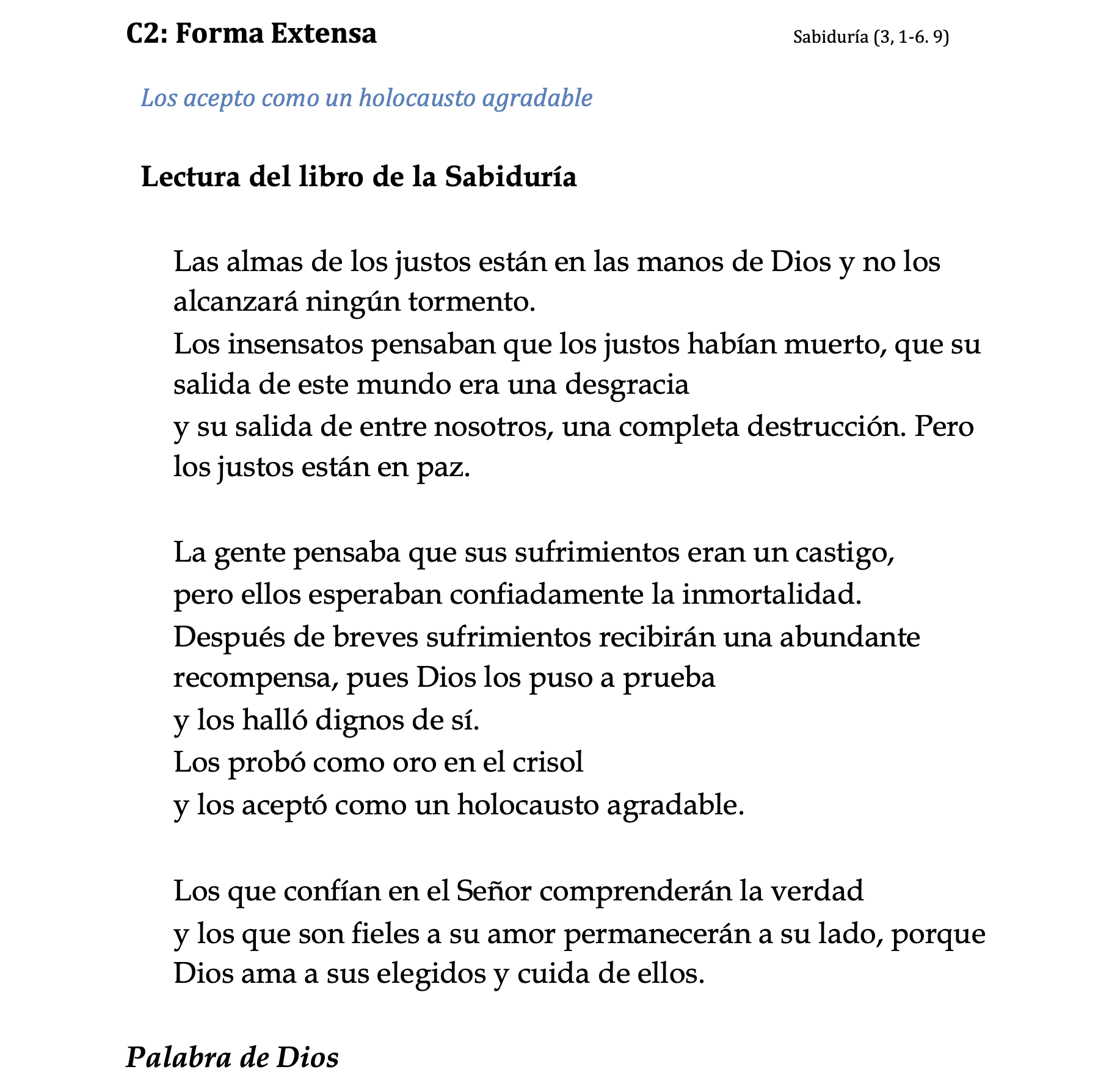 C2 Forma Extensa Sabiduría 3:1-6,9