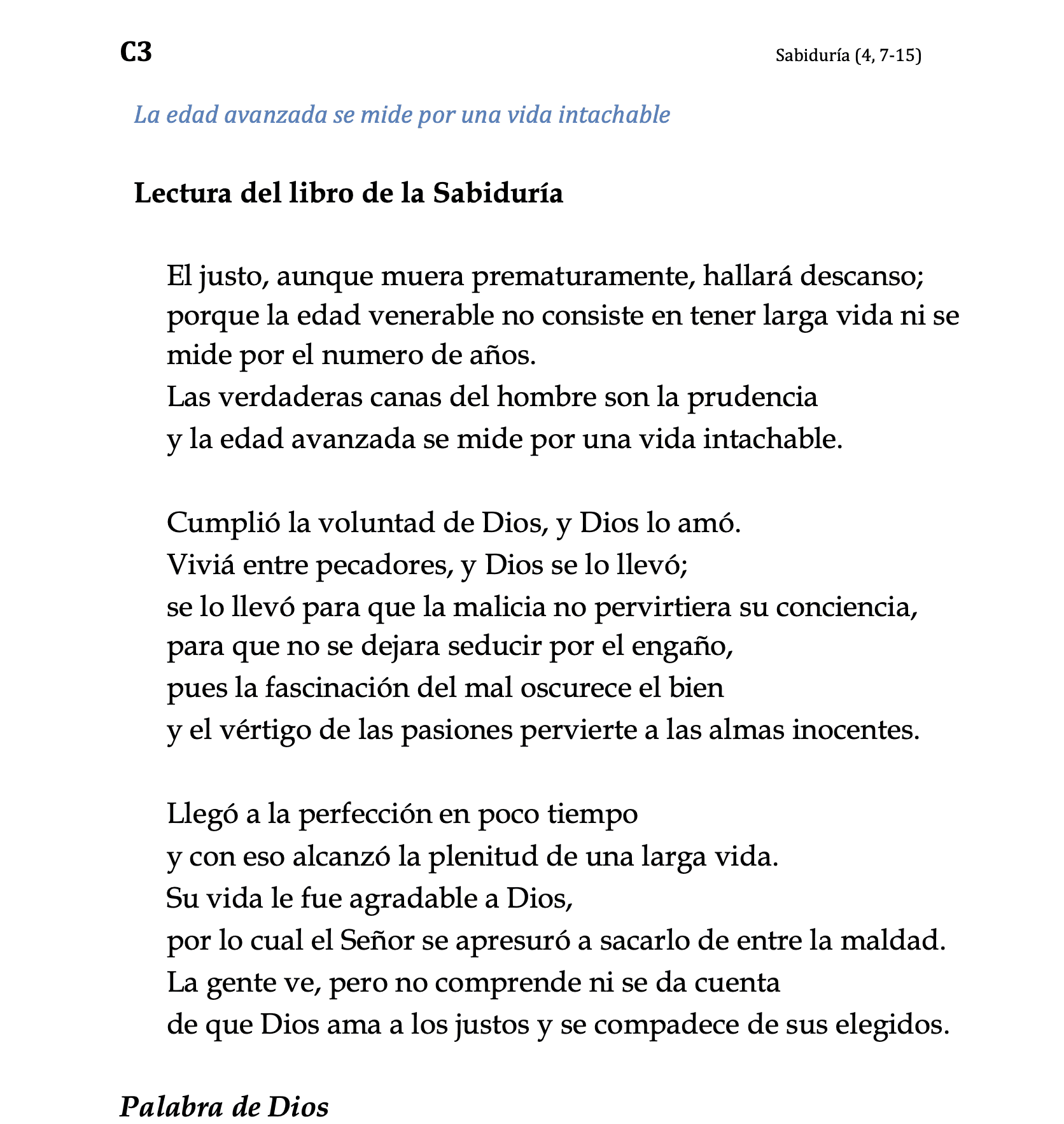 C3 - Sabiduria 4:7-15