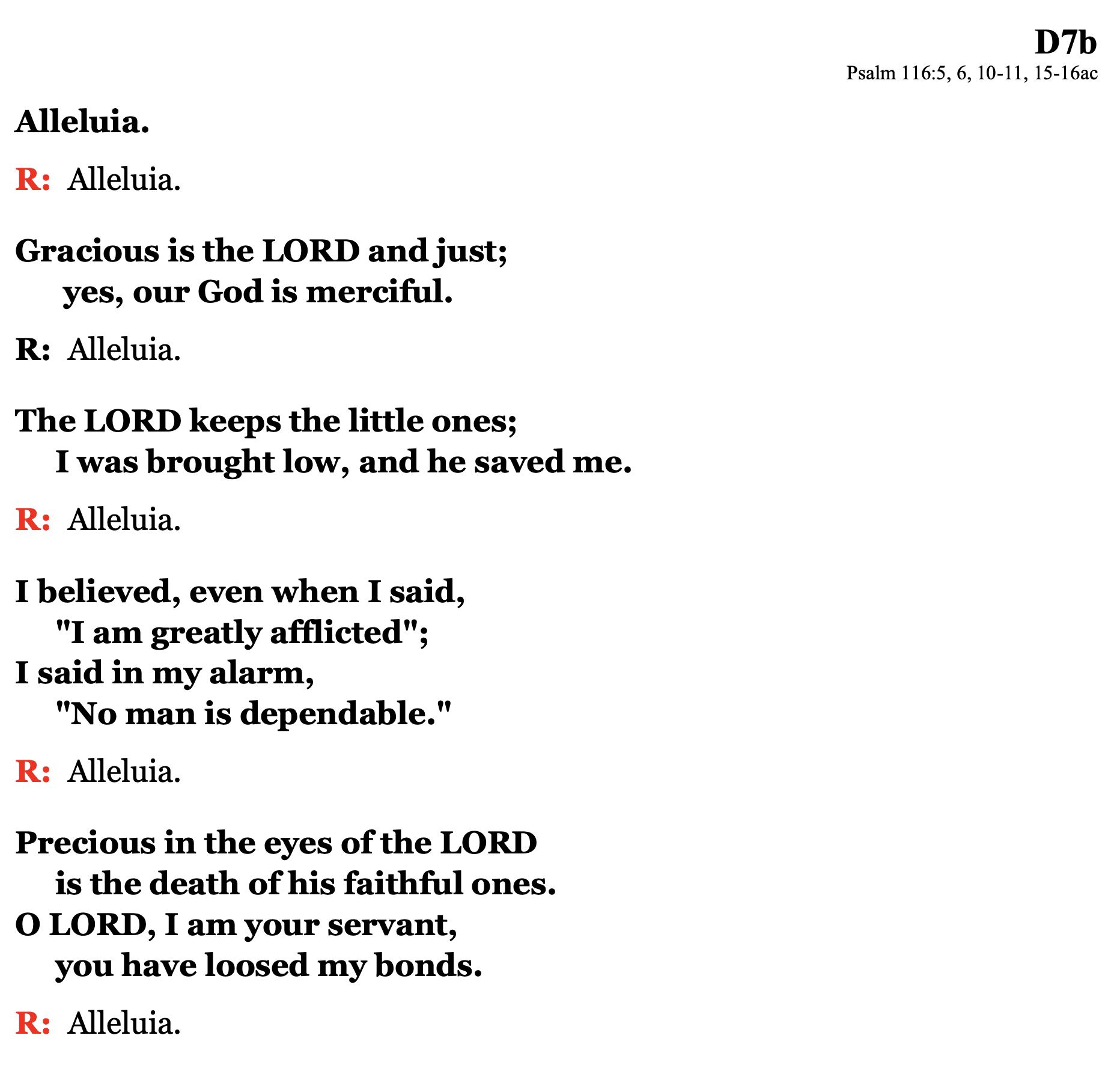 D7b - Psalm 116 Alleluia