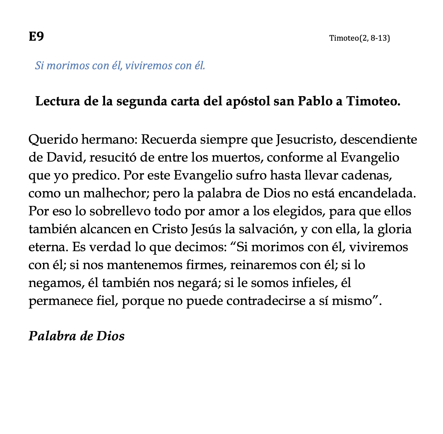 E9 - Timoteo 2:8-13